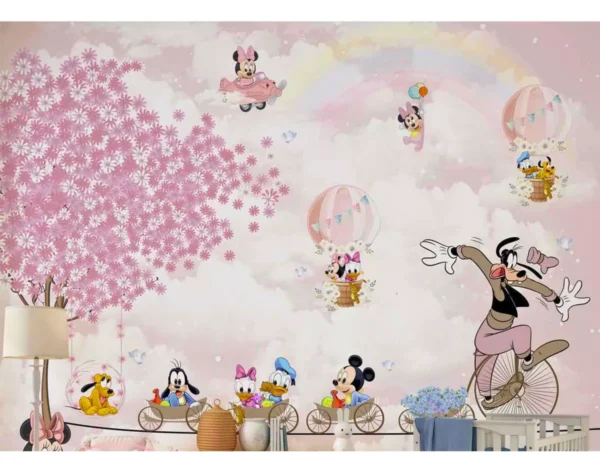 Papel De Parede Infantil Meninas Mickey E Sua Turma 01