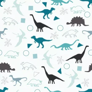 Papel De Parede Infantil Menino Dinossauros Azul Claro 3m