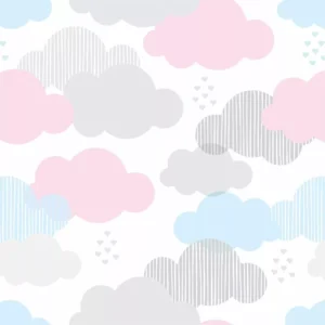 Papel De Parede Infantil Nuvem Chuva Nuvens Teen Quarto 10m