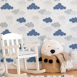 Papel De Parede Infantil Nuvem Chuva Nuvens Teen Quarto 12 M