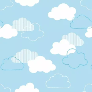 Papel De Parede Infantil Nuvem Nuvens Lavavel Quarto Azul 3m