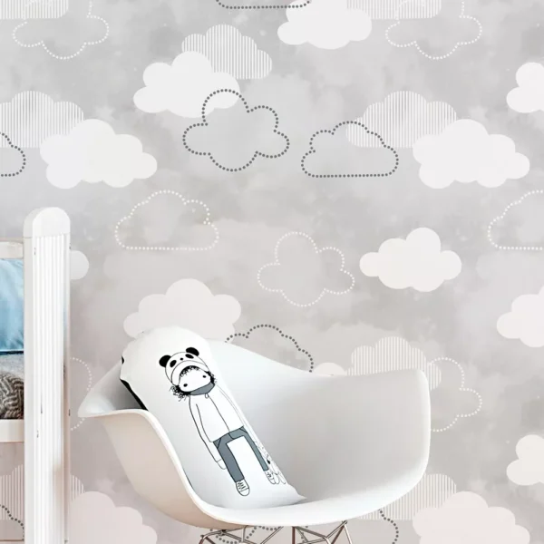 Papel De Parede Infantil Nuvem Nuvens Para Quarto Adesivo