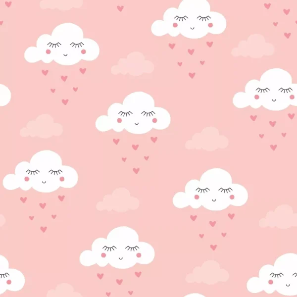 Papel De Parede Infantil Nuvem Nuvens Quarto Adesivo Rosa