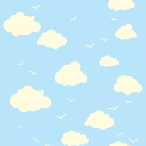 Papel De Parede Infantil Nuvens Céu Azul 310x58cm