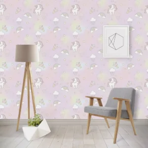 Papel De Parede Infantil Nuvens Unicornios Rosa Menina 3m