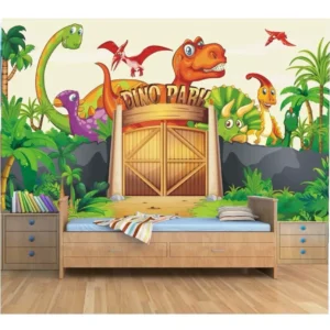 Papel De Parede Infantil Paisagem Dino Dinossauro Zoo Gigante 6m² M53