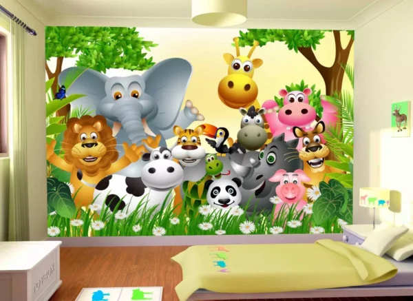 Papel De Parede Infantil Safari Animais Bichos 3,5m² Azs13