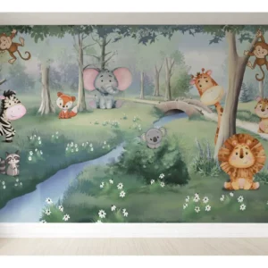 Papel De Parede Infantil Safári Animal Floresta 4m² Vr448