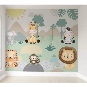 Papel De Parede Infantil Safari Auto Colante 4m² Vr221