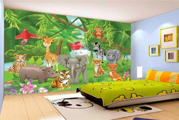 Papel De Parede Infantil Safari Bebê Bichinhos 4,5m² Azs44