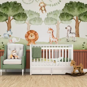 Papel De Parede Infantil Safári Bebê Menino 11m² Pp479