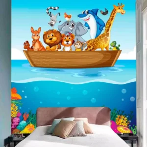 Papel De Parede Infantil Safari Bichos Animais 10m² Azs16