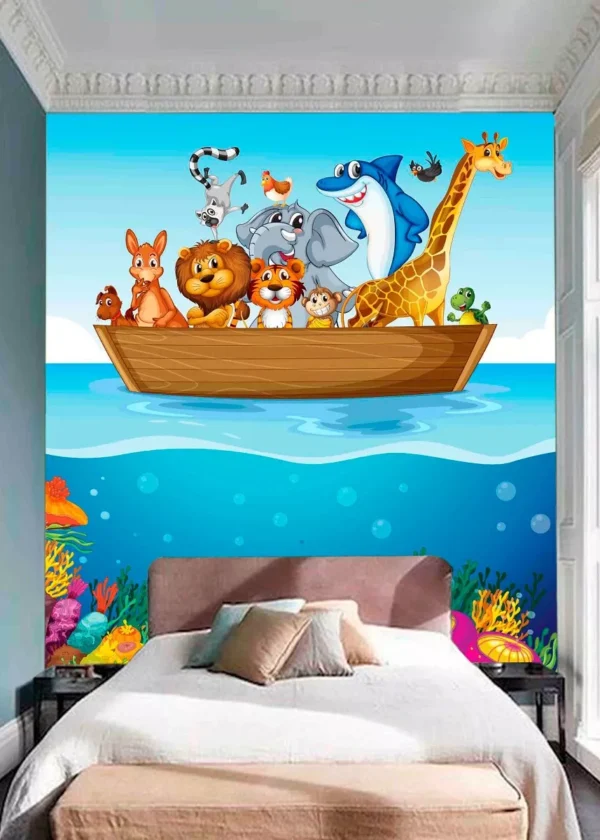 Papel De Parede Infantil Safari Bichos Animais 10m² Azs16