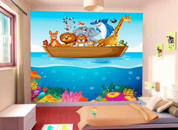 Papel De Parede Infantil Safari Bichos Animais 3,5m² Azs16