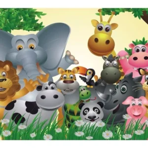 Papel De Parede Infantil Safari Bichos Selva Bichinhos Animais Adesivo M14