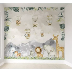 Papel De Parede Infantil Safári Floresta Quarto Bebê M² Pp50