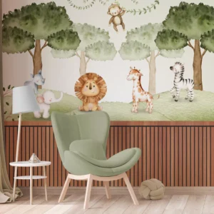 Papel De Parede Infantil Safári Menino Quarto Bebê 5m² Pp479