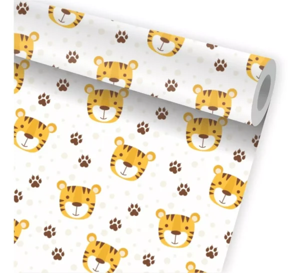 Papel De Parede Infantil Safari Zoo Tigre Kit 02 Rolos A209