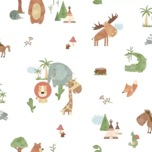 Papel De Parede Infantil Sambori 130-2 Safari Marrom