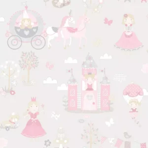 Papel De Parede Infantil Tiny Tots G78370 Princesas Cinza