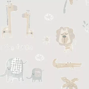 Papel De Parede Infantil Tiny Tots G78379 Safari Cinza