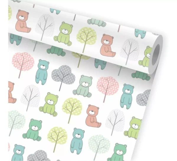 Papel De Parede Infantil Ursinho Floresta Animais Safari A82