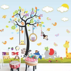 Papel De Parede Infantil Zoo Girafa Safari 3,02x2,72m Gg652