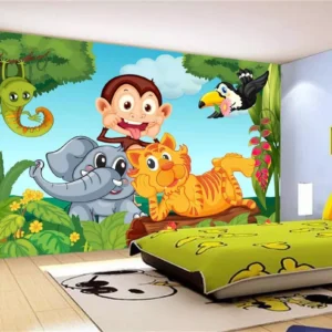 Papel De Parede Infantil Zoo Safari Animais Baby 3,5m² Azs07