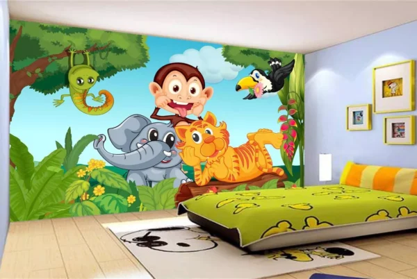 Papel De Parede Infantil Zoo Safari Animais Baby 3,5m² Azs07