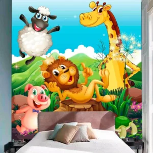 Papel De Parede Infantil Zoo Safari Animais Baby 4,5m² Azs17