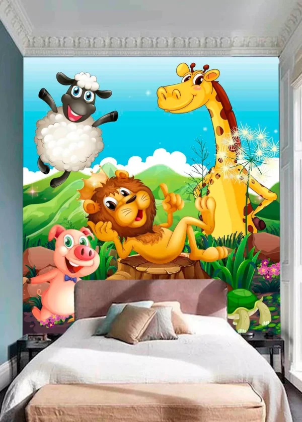 Papel De Parede Infantil Zoo Safari Animais Baby 4,5m² Azs17