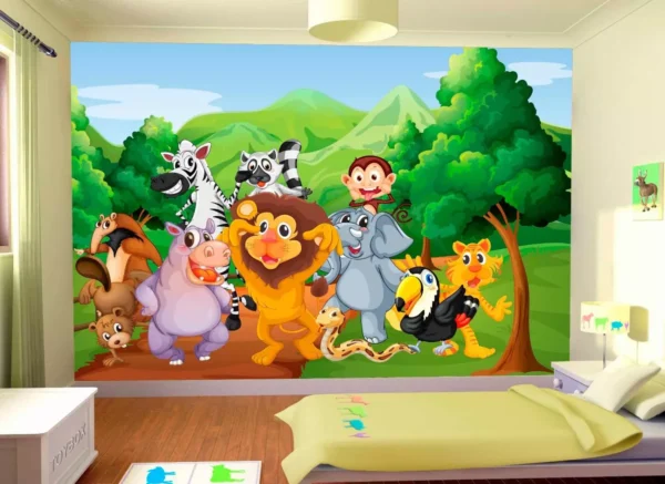 Papel De Parede Infantil Zoo Safari Animais Baby 5,5m² Azs06