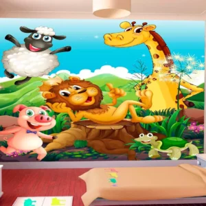 Papel De Parede Infantil Zoo Safari Animais Baby 5m² Azs17