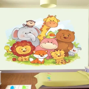 Papel De Parede Infantil Zoo Safari Animais Baby M² Azs20