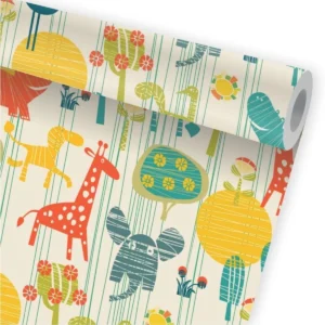 Papel De Parede Infantil Zoo Safari Animais Girafa Bebe A395