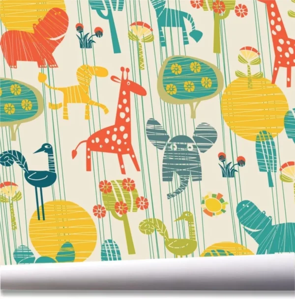 Papel De Parede Infantil Zoo Safari Animal Kit 03 Rolos A395