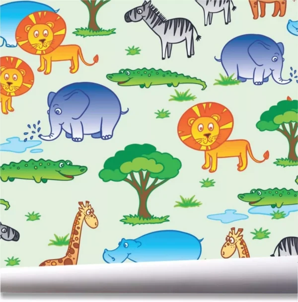 Papel De Parede Infantil Zoo Safari Animal Kit 03 Rolos A397