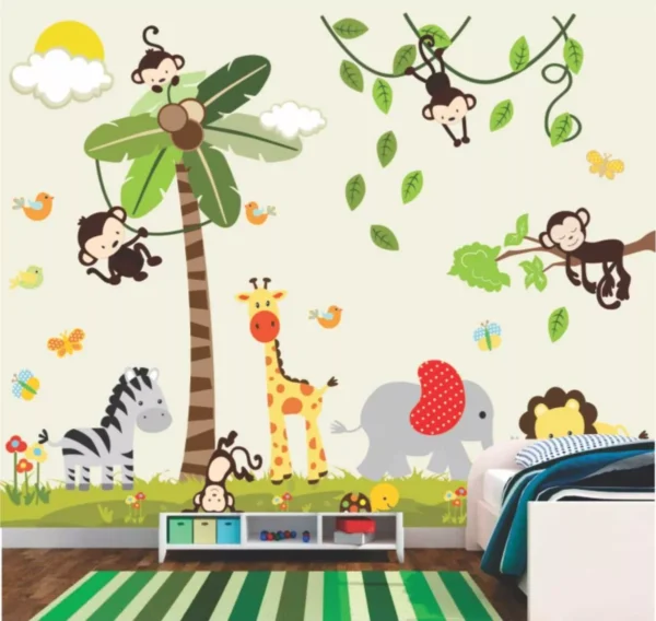 Papel De Parede Infantil Zoo Safari Bebe 3,40x2,30m Gg645