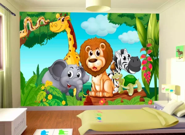 Papel De Parede Infantil Zoo Safari Bichinhos 3,5m² Azs02