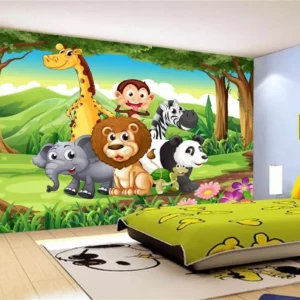 Papel De Parede Infantil Zoo Safari Bichos Animais M² Azs01