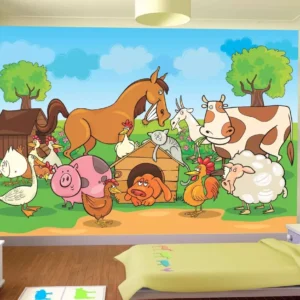 Papel De Parede Infantil Zoo Safari Cachorro Gato M² Azs28