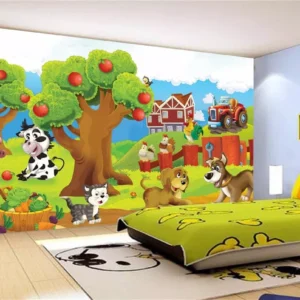 Papel De Parede Infantil Zoo Safari Cachorro Gato M² Azs30