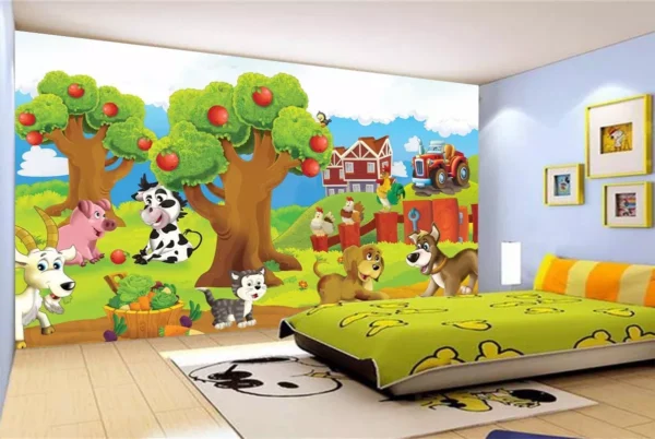 Papel De Parede Infantil Zoo Safari Cachorro Gato M² Azs30