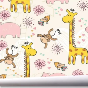 Papel De Parede Infantil Zoo Safari Girafa Kit 03 Rolos A398