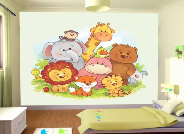 Papel De Parede Infantil Zoo Safari Leão Girafa 7m² Azs20