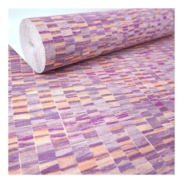 Papel De Parede Italiano Textura Linho Roxo Geométrico 4m²