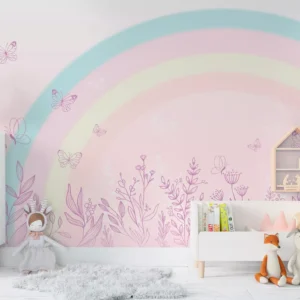 Papel De Parede Jardim Arco-íris Borboleta Infantil 3m Vr631