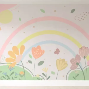 Papel De Parede Jardim Floral Arco-íris Infantil 3m² Vr605