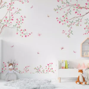 Papel De Parede Jardim Floral Borboletinhas Bebê 3m² - Vr620