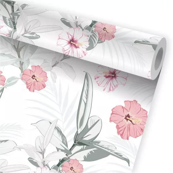 Papel De Parede Jardim Flores Plantas Tropical Folhagem A642